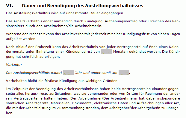 Alle Vertragsmuster können für unbefristete wie befristete Arbeitsverhältnisse verwendet werden.